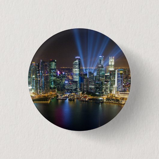 Lichtshow in het centrum van Singapore Ronde Button 3,2 Cm (Voorkant)
