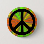 Lichtshow met vredesteken ronde button 5,7 cm (Voorkant)