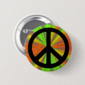 Lichtshow met vredesteken ronde button 5,7 cm (Voorkant /achterkant)
