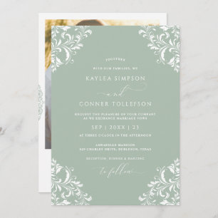  lichtsignaal Groene legante foto bruiloft Kaart