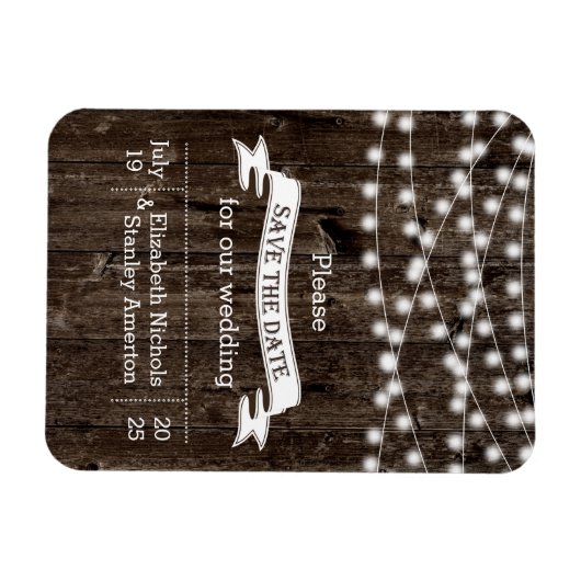 Lichtslinger hout zomer bruiloft Save the Date Magneet (Horizontaal)