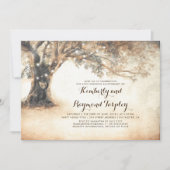 Lichtslinger met eikenboom voor rustieke bruiloft  kaart (Voorkant)