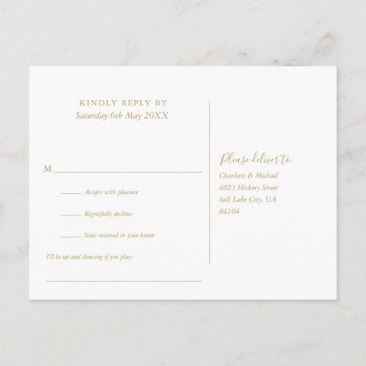 Lichtslingers Groen En Goud Liedverzoek RSVP Uitnodiging Briefkaart (Achterkant)