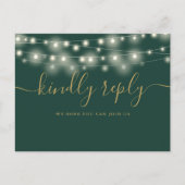 Lichtslingers Groen En Goud Liedverzoek RSVP Uitnodiging Briefkaart (Voorkant)