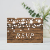 Lichtslingers Hout en Kant RSVP Kaart (Staand voorkant)
