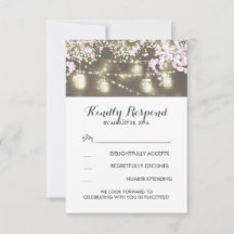 lichtslingers metson jars en bruiloft RSVP-kaarten