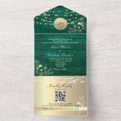 Lichtslingers Smaragdgroene Bruiloft QR-code All In One Uitnodiging (Binnen)