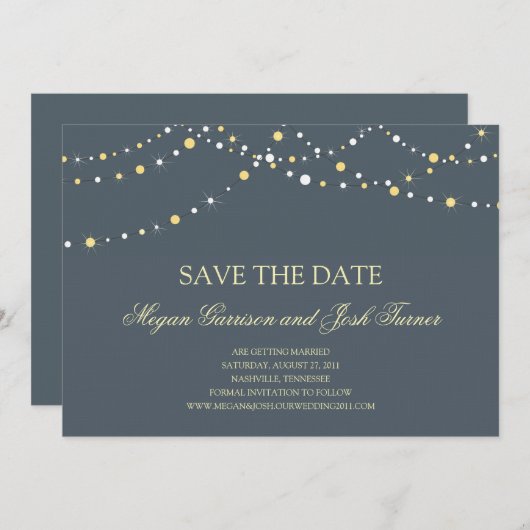 Lichtslingers uitnodigen datum kaart (Voorkant / Achterkant)