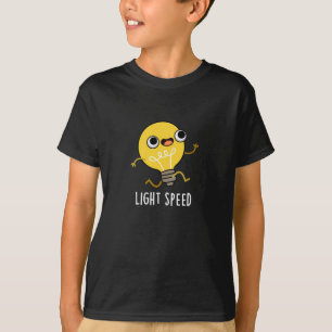 Lichtsnelheid Funny Running Bulb Pun Dark BG T-shirt