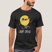 Lichtsnelheid Funny Running Bulb Pun Dark BG T-shirt (Voorkant)