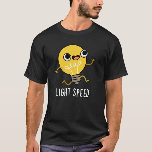 Lichtsnelheid Funny Running Bulb Pun Dark BG T-shirt (Voorkant)