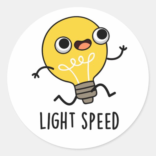 Lichtsnelheid Funny Running Bulb Pun Ronde Sticker (Voorkant)