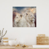 Lichtspiritten - Poster met witte leeuwen/afdrukke (Keuken)