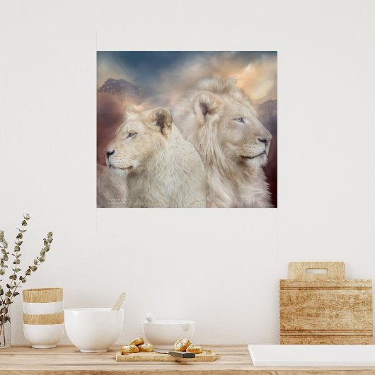 Lichtspiritten - Poster met witte leeuwen/afdrukke (Keuken)