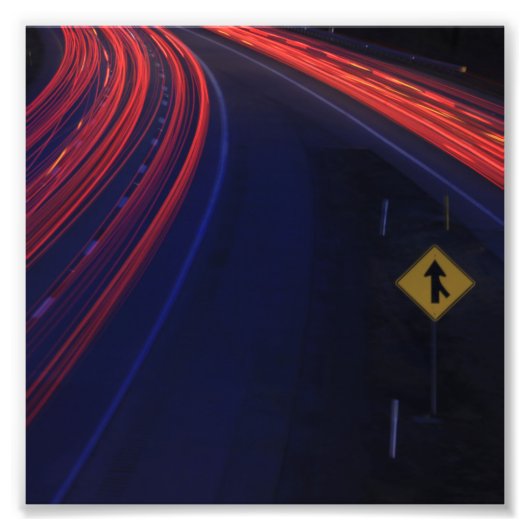 Lichtspoor voor het verkeer van voertuigen foto afdruk (Voorkant)