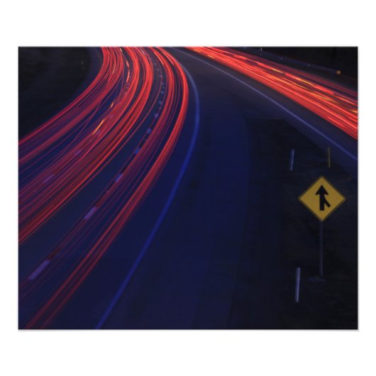 Lichtspoor voor het verkeer van voertuigen foto afdruk (Voorkant)