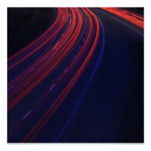 Lichtspoor voor het verkeer van voertuigen perfect poster