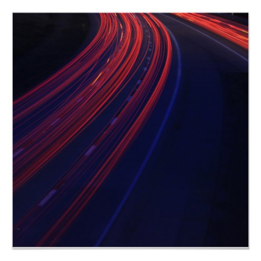 Lichtspoor voor het verkeer van voertuigen perfect poster (Voorkant)