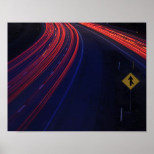 Lichtspoor voor het verkeer van voertuigen poster