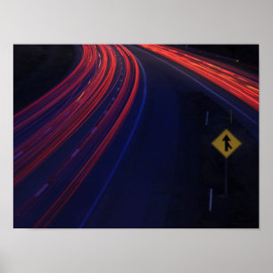 Lichtspoor voor het verkeer van voertuigen poster