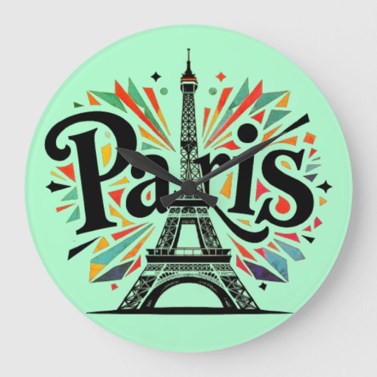 Lichtstad: Bold Paris Typography Art Grote Klok (Voorkant)