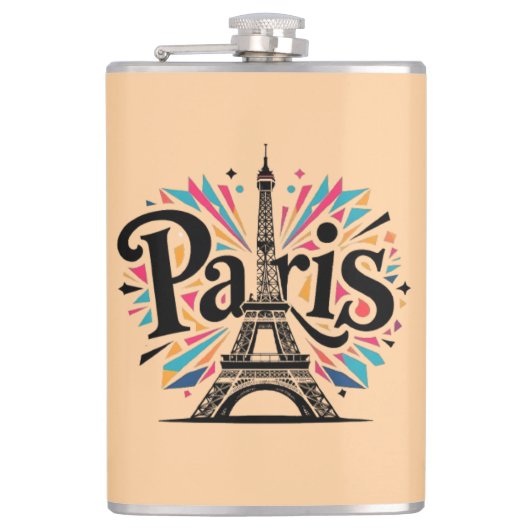 Lichtstad: Bold Paris Typography Art Heupfles (Voorkant)