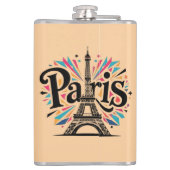 Lichtstad: Bold Paris Typography Art Heupfles (Achterkant)