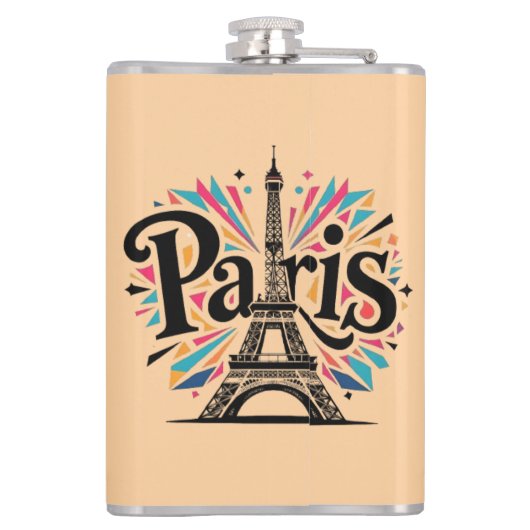 Lichtstad: Bold Paris Typography Art Heupfles (Achterkant)