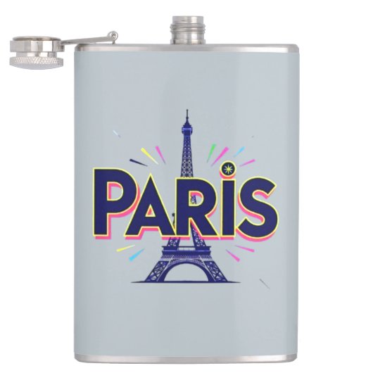 Lichtstad: Bold Paris Typography Art Heupfles (Geopend)