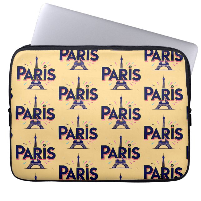 Lichtstad: Bold Paris Typography Art Laptop Sleeve (Voorkant)