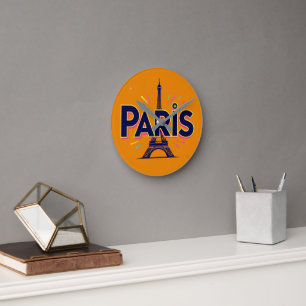 Lichtstad: Bold Paris Typography Art Ronde Klok