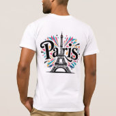 Lichtstad: Bold Paris Typography Art T-shirt (Achterkant)