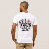 Lichtstad: Bold Paris Typography Art T-shirt (Achterkant volledig)