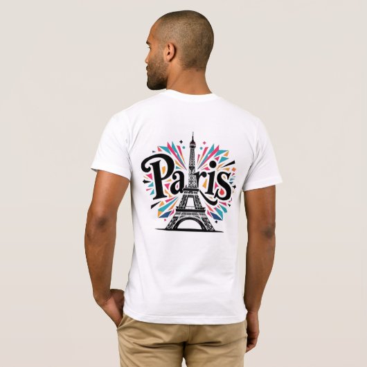 Lichtstad: Bold Paris Typography Art T-shirt (Achterkant volledig)