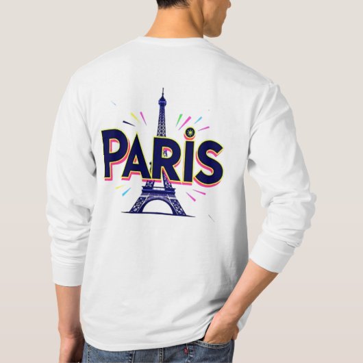 Lichtstad: Bold Paris Typography Art T-shirt (Achterkant)