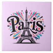 Lichtstad: Bold Paris Typography Art Tegeltje (Voorkant)