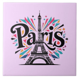 Lichtstad: Bold Paris Typography Art Tegeltje