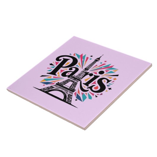 Lichtstad: Bold Paris Typography Art Tegeltje (Zijkant)