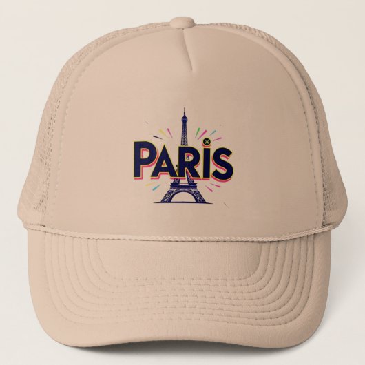Lichtstad: Bold Paris Typography Art Trucker Pet (Voorkant)