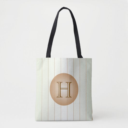 Lichtste groene tan Pinstripe Elegant Monogram Tas (Voorkant)