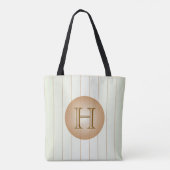 Lichtste groene tan Pinstripe Elegant Monogram Tas (Achterkant)