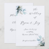 Lichtste van Blauwe Huwelijksuitnodiging Kaart (Voorkant / Achterkant)