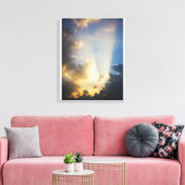Lichtstraal door de wolken canvas afdruk (Insitu (Woonkamer))