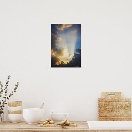 Lichtstraal door de wolken poster (Keuken)