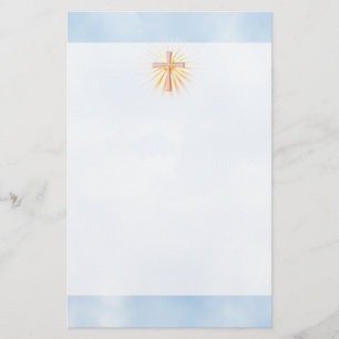 Lichtstralen van het religieuze kruis briefpapier