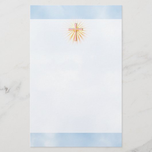 Lichtstralen van het religieuze kruis briefpapier (Voorkant)