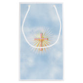 Lichtstralen van het religieuze kruis klein cadeauzakje (Achterkant)