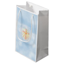 Lichtstralen van het religieuze kruis klein cadeauzakje