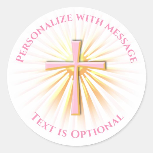 Lichtstralen van het religieuze kruis ronde sticker (Voorkant)