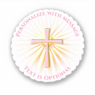 Lichtstralen van het religieuze kruis sticker